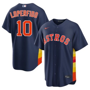Joey Loperfido Authentic Men #10 Houston Navy Jerseys 910902-601