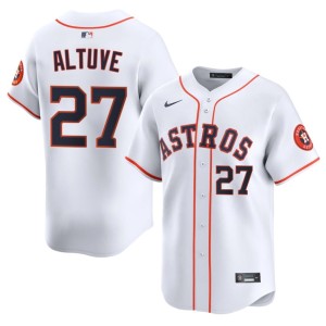 Jose Altuve #27 Men Houston 'Stros MLB White Jerseys 164123-845
