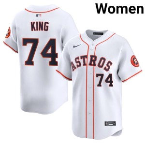 Bryan King The Astros Women's White Replica #74 Jersey 163416-688