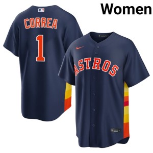 Carlos Correa #1 Stitched Navy Women's HOU Astros Jerseys 481749-667