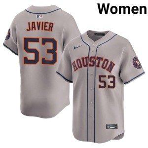 Cristian Javier Embroidery 'Stros #53 Gray Women Jerseys 228273-490