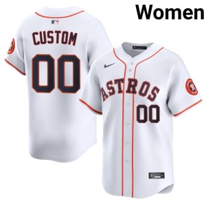 Custom Womens #00 Stitched HOU Astros White Jersey 455891-825