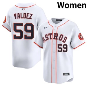 Framber Valdez HOU Astros White Women's #59 Embroidery Jerseys 787116-219