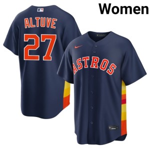 Jose Altuve HOU Stitched Women #27 Navy Jerseys 106209-437