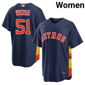 Ryan Weiss Navy Player #51 Women's Houston Astronauts Jersey 512759-282