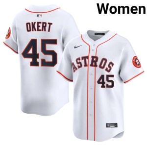 Steven Okert #45 White Stitched Womens HOU Astros Jersey 657393-594