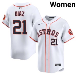 Yainer Diaz White HOU Astros Womens #21 MLB Jerseys 224023-435