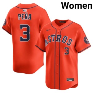 Jeremy Pena Orange HOU #3 Women Limited Jersey 728892-351