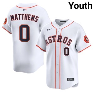Brice Matthews Stitched White #0 Houston Astros Youth Jerseys 790302-544