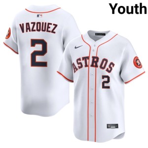 Christian Vazquez Official White Youth #2 Houston 'Stros Jerseys 400742-408