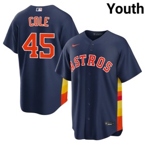 Gerrit Cole Official Youth The Astros #45 Navy Jerseys 554996-339