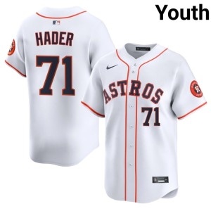 Josh Hader Authentic HOU Astros Youth #71 White Jersey 146301-784
