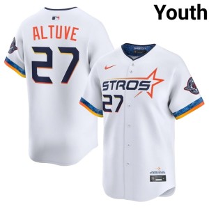 Jose Altuve Youth #27 Houston Astros City Connect Popular White Jerseys 202289-109