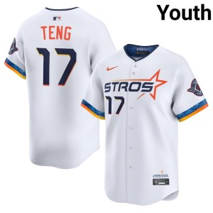 Kai-Wei Teng Embroidery #17 Youth White City Connect Houston Astronauts Jersey 857904-833