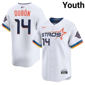 Mauricio Dubon Youth HOU Astros Stitched City Connect #14 White Jersey 525352-214