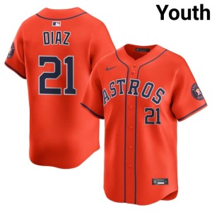 Yainer Diaz Youth Orange #21 HOU New Jerseys 718403-263