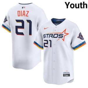 Yainer Diaz HOU Astros #21 City Connect White Youth Authentic Jerseys 778777-585
